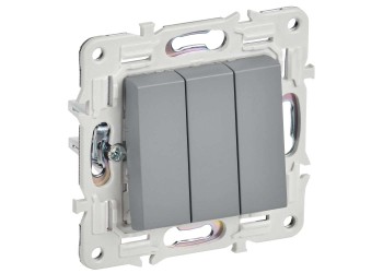 SKANDY Выключатель 3-клавишный 10А SK-V11Gr серый IEK SK-V30-0-10-K03