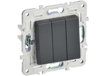 SKANDY Выключатель 3-клавишный 10А SK-V11T титан IEK SK-V30-0-10-K48