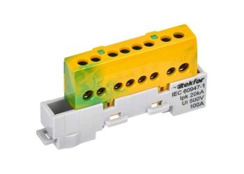 TEKFOR Шина PE "земля" изолированная на универсальном держателе 6х9-8-ЖЗ IEK TF-NN10-08-KL-K52