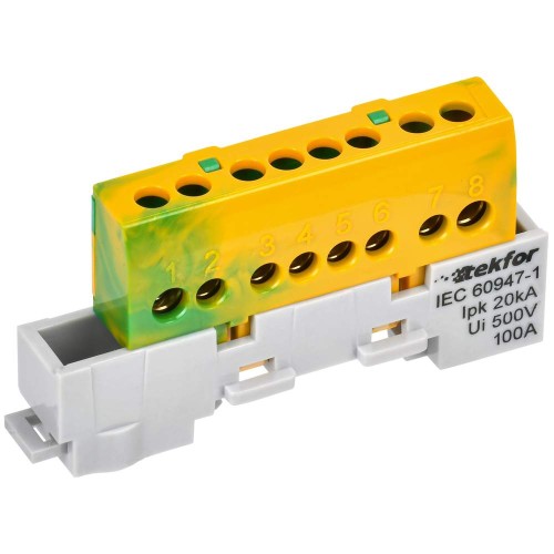 TEKFOR Шина PE "земля" изолированная на универсальном держателе 6х9-8-ЖЗ IEK TF-NN10-08-KL-K52, купить в Минске по самой низкой цене