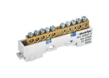 TEKFOR Шина N "ноль" неизолированная на универсальном держателе 6х9-10-С IEK TF-NN10-10-DL-K07