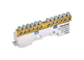 TEKFOR Шина N "ноль" изолированная на универсальном держателе 6х9-12-С IEK TF-NN10-12-KL-K07