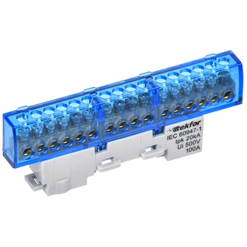 TEKFOR Шина N "ноль" изолированная на универсальном держателе 6х9-16-С IEK TF-NN10-16-KL-K07, купить в Минске по самой низкой цене