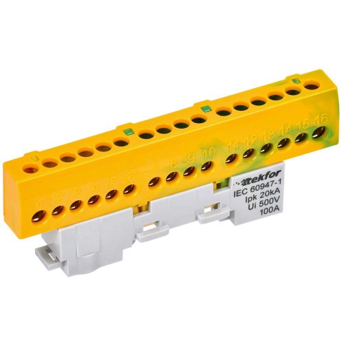 TEKFOR Шина PE "земля" изолированная на универсальном держателе 6х9-16-ЖЗ IEK TF-NN10-16-KL-K52, купить в Минске по самой низкой цене