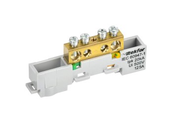 TEKFOR Шина PE "земля" неизолированная на универсальном держателе 8х12-4-Ж IEK TF-NN20-04-DL-K05