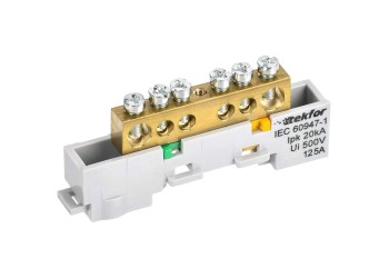 TEKFOR Шина PE "земля" неизолированная на универсальном держателе 8х12-6-Ж IEK TF-NN20-06-DL-K05