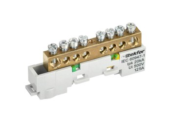 TEKFOR Шина PE "земля" неизолированная на универсальном держателе 8х12-8-Ж IEK TF-NN20-08-DL-K05