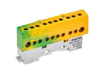 TEKFOR Шина PE "земля" изолированная на универсальном держателе 8х12-10-ЖЗ IEK TF-NN20-10-KL-K52