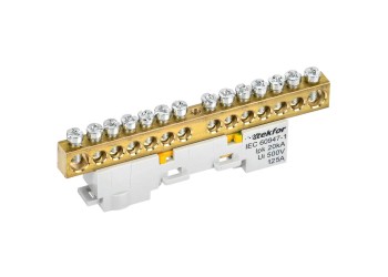 TEKFOR Шина PE "земля" неизолированная на универсальном держателе 8х12-14-Ж IEK TF-NN20-14-DL-K05