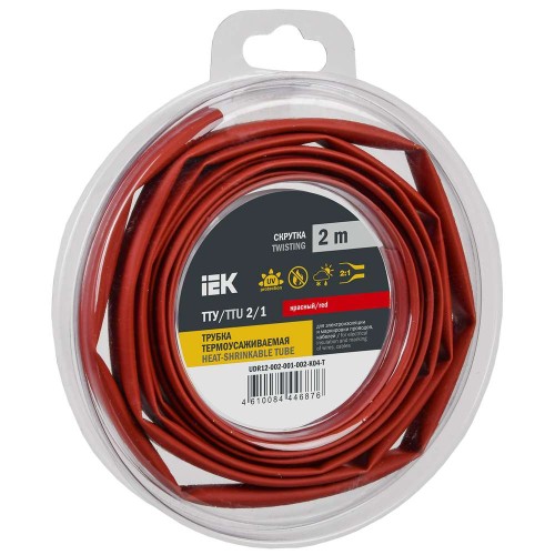 Трубка термоусадочная ТТУ нг-LS 2/1 красная (2м/упак) IEK UDR12-002-001-002-K04-T, купить в Минске по самой низкой цене
