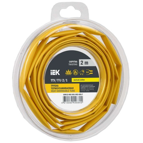 Трубка термоусадочная ТТУ нг-LS 2/1 желтая (2м/упак) IEK UDR12-002-001-002-K05-T, купить в Минске по самой низкой цене