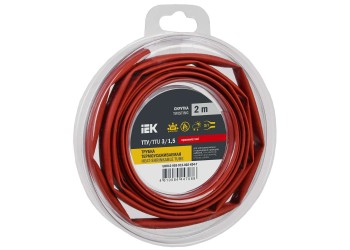 Трубка термоусадочная ТТУ нг-LS 3/1,5 красная (2м/упак) IEK UDR12-003-D15-002-K04-T