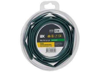 Трубка термоусадочная ТТУ нг-LS 3/1,5 зеленая (2м/упак) IEK UDR12-003-D15-002-K06-T