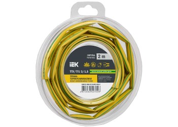 Трубка термоусадочная ТТУ нг-LS 3/1,5 желто-зеленая (2м/упак) IEK UDR12-003-D15-002-K52-T