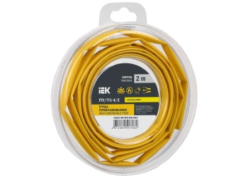 Трубка термоусадочная ТТУ нг-LS 4/2 желтая (2м/упак) IEK UDR12-004-002-002-K05-T