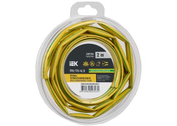 Трубка термоусадочная ТТУ нг-LS 4/2 желто-зеленая (2м/упак) IEK UDR12-004-002-002-K52-T