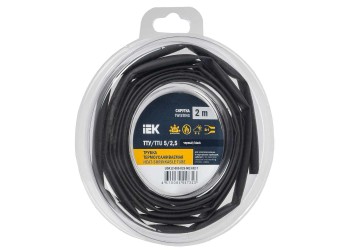 Трубка термоусадочная ТТУ нг-LS 5/2,5 черная (2м/упак) IEK UDR12-005-D25-002-K02-T
