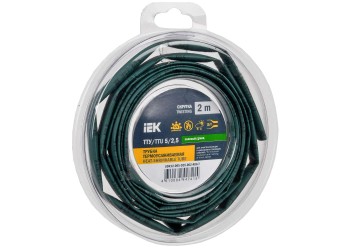 Трубка термоусадочная ТТУ нг-LS 5/2,5 зеленая (2м/упак) IEK UDR12-005-D25-002-K06-T