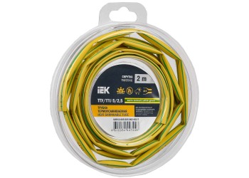 Трубка термоусадочная ТТУ нг-LS 5/2,5 желто-зеленая (2м/упак) IEK UDR12-005-D25-002-K52-T