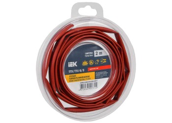 Трубка термоусадочная ТТУ нг-LS 6/3 красная (2м/упак) IEK UDR12-006-003-002-K04-T