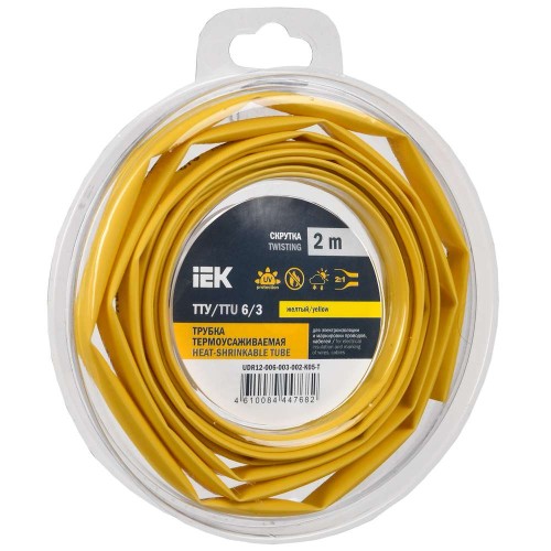 Трубка термоусадочная ТТУ нг-LS 6/3 желтая (2м/упак) IEK UDR12-006-003-002-K05-T, купить в Минске по самой низкой цене