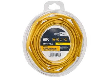 Трубка термоусадочная ТТУ нг-LS 6/3 желтая (2м/упак) IEK UDR12-006-003-002-K05-T