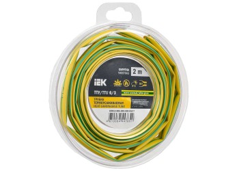 Трубка термоусадочная ТТУ нг-LS 6/3 желто-зеленая (2м/упак) IEK UDR12-006-003-002-K52-T