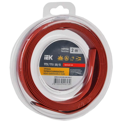 Трубка термоусадочная ТТУ нг-LS 10/5 красная (2м/упак) IEK UDR12-010-005-002-K04-T, купить в Минске по самой низкой цене
