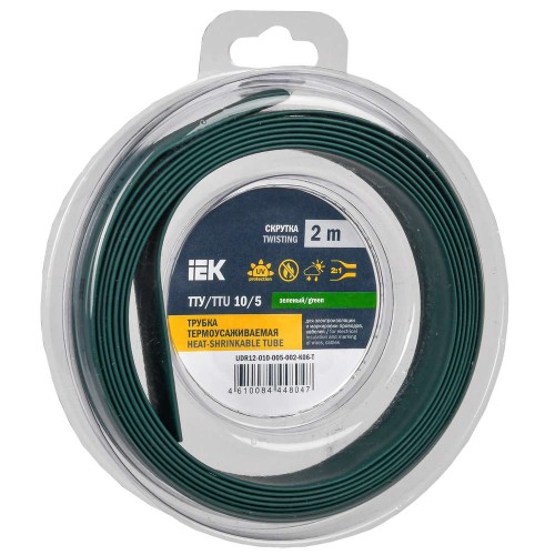 Трубка термоусадочная ТТУ нг-LS 10/5 зеленая (2м/упак) IEK UDR12-010-005-002-K06-T, купить в Минске по самой низкой цене