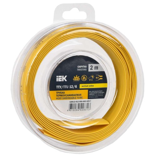 Трубка термоусадочная ТТУ нг-LS 12/6 желтая (2м/упак) IEK UDR12-012-006-002-K05-T, купить в Минске по самой низкой цене