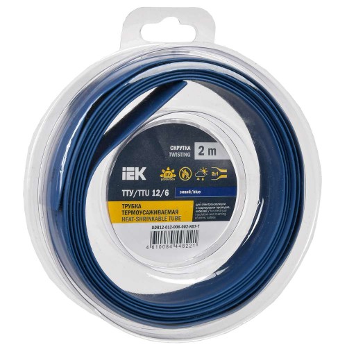 Трубка термоусадочная ТТУ нг-LS 12/6 синяя (2м/упак) IEK UDR12-012-006-002-K07-T, купить в Минске по самой низкой цене