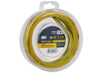 Трубка термоусадочная ТТУ нг-LS 12/6 желто-зеленая (2м/упак) IEK UDR12-012-006-002-K52-T