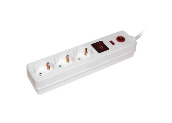 Сетевой фильтр СФ-03К-выкл. 3 места 2P+PE/1,5метра 3х1мм2 IEK WFP10-16-03-01-N