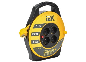 Катушка УК10 с термозащитой 4 места 2P+PE/10м 3х1,5мм2 INDUSTRIAL IEK WKP15-16-04-10
