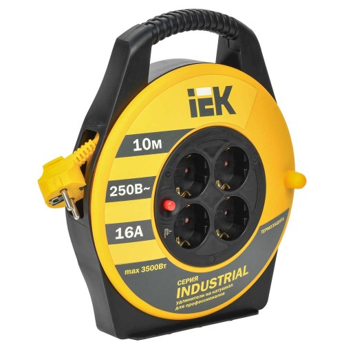 Катушка УК10 с термозащитой 4 места 2P+PE/10м 3х1,5мм2 INDUSTRIAL IEK WKP15-16-04-10, купить в Минске по самой низкой цене