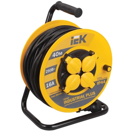 Катушка УК40 с термозащитой 4 места 2P+PE/40м 3х1,5мм2 IP44 INDUSTRIAL PLUS IEK WKP15-16-04-40-44, купить в Минске по самой низкой цене