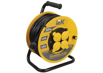 Катушка УК50 с термозащитой 4 места 2P+PE/50м 3х1,5мм2 IP44 INDUSTRIAL PLUS IEK WKP15-16-04-50-44