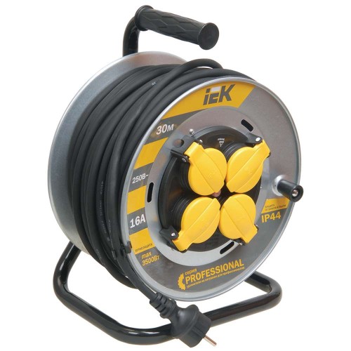 Катушка УК30 на мет. с термозащитой 4 места 2P+PE/30м КГ 3х2,5мм2 IP44 PROFESSIONAL IEK WKP17-16-04-30-44, купить в Минске по самой низкой цене