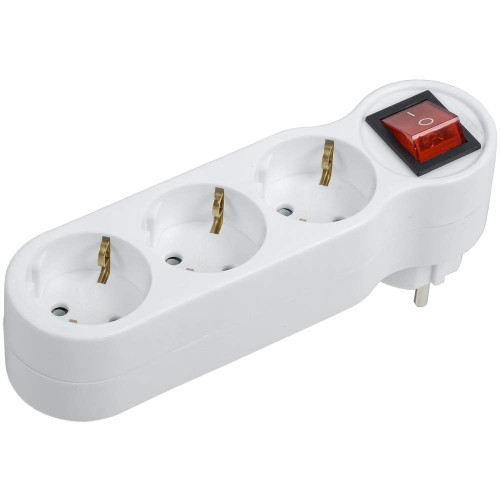 Тройник Т-01/03В 3 места 2P+PE 16А с выключателем белый IEK WTP10-16-03-ZK-K01, купить в Минске по самой низкой цене