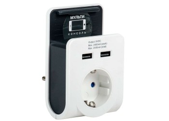 Адаптер Т-02/01 1 место 2P+PE 16А 2хUSB 2,4А с подставкой белый IEK WTP11-16-01-Z-K01