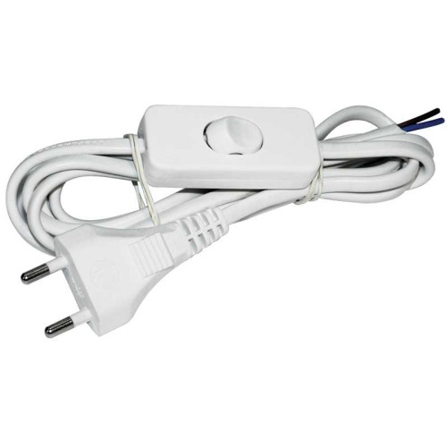 Шнур УШ-1КВ опрессованный с вилкой со встроенным выключателем 2х0,75/2м белый IEK WUP20-02-K01, купить в Минске по самой низкой цене