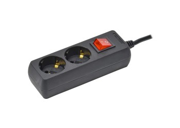 Удлинитель У02К 2 места с заземлением 5м 3х1мм2 16А 250В черный IEK WYP10-16-02-05-ZK-K02