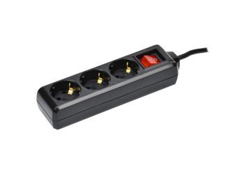 Удлинитель У03К 3 места с заземлением 1,5м 3х1мм2 16А 250В черный IEK WYP10-16-03-01-ZK-K02