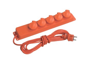 Удлинитель У05В 5 мест с защитными крышками IP44 2P+PE/5м 3х1мм2 16А/250В IEK WYP10-16-05-05-44-N