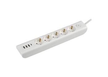 MODERN Удлинитель У05В 5 мест с заземляющим контактом 2м 3х1мм2 16А/250В USBх4 белый IEK WYP12-16-05-02-ZKU-K01