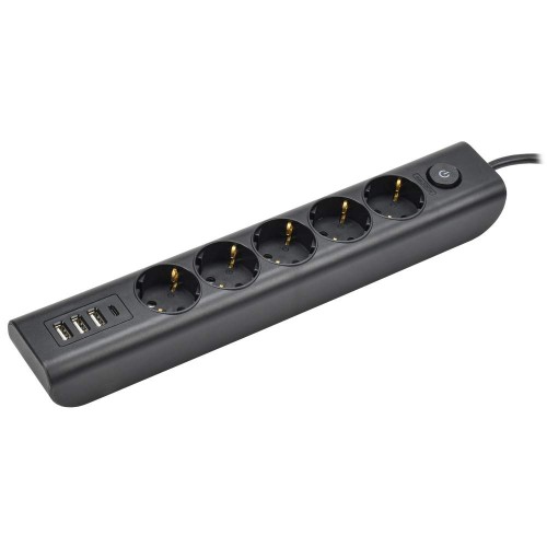 MODERN Удлинитель У05В 5 мест с заземляющим контактом 2м 3х1мм2 16А/250В USBх4 черный IEK WYP12-16-05-02-ZKU-K02, купить в Минске по самой низкой цене