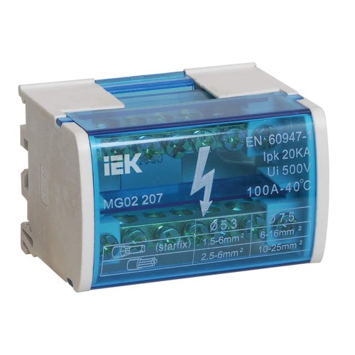 Шины на DIN-рейку в корпусе (кросс-модуль) ШНК 2х7 L+PEN IEK YND10-2-07-100, купить в Минске по самой низкой цене