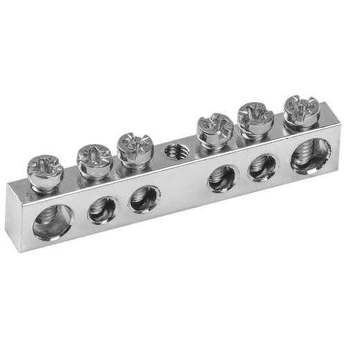 Шина PEN "земля-ноль" 6х9мм 6/1 с никелевым покрытием (6групп/крепеж по центру) IEK YNN10-06-100-N, купить в Минске по самой низкой цене