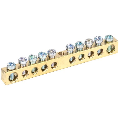 Шина PEN "земля-ноль" 6х9мм 10/1 (10групп/крепеж по центру) IEK YNN10-10-100, купить в Минске по самой низкой цене