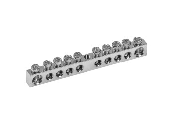 Шина PEN "земля-ноль" 6х9мм 10/1 с никелевым покрытием (10групп/крепеж по центру) IEK YNN10-10-100-N